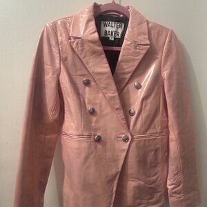 Walter Baker Marley SORBET PINK Swirl Patent Leather Fitted Lined Blazer S
